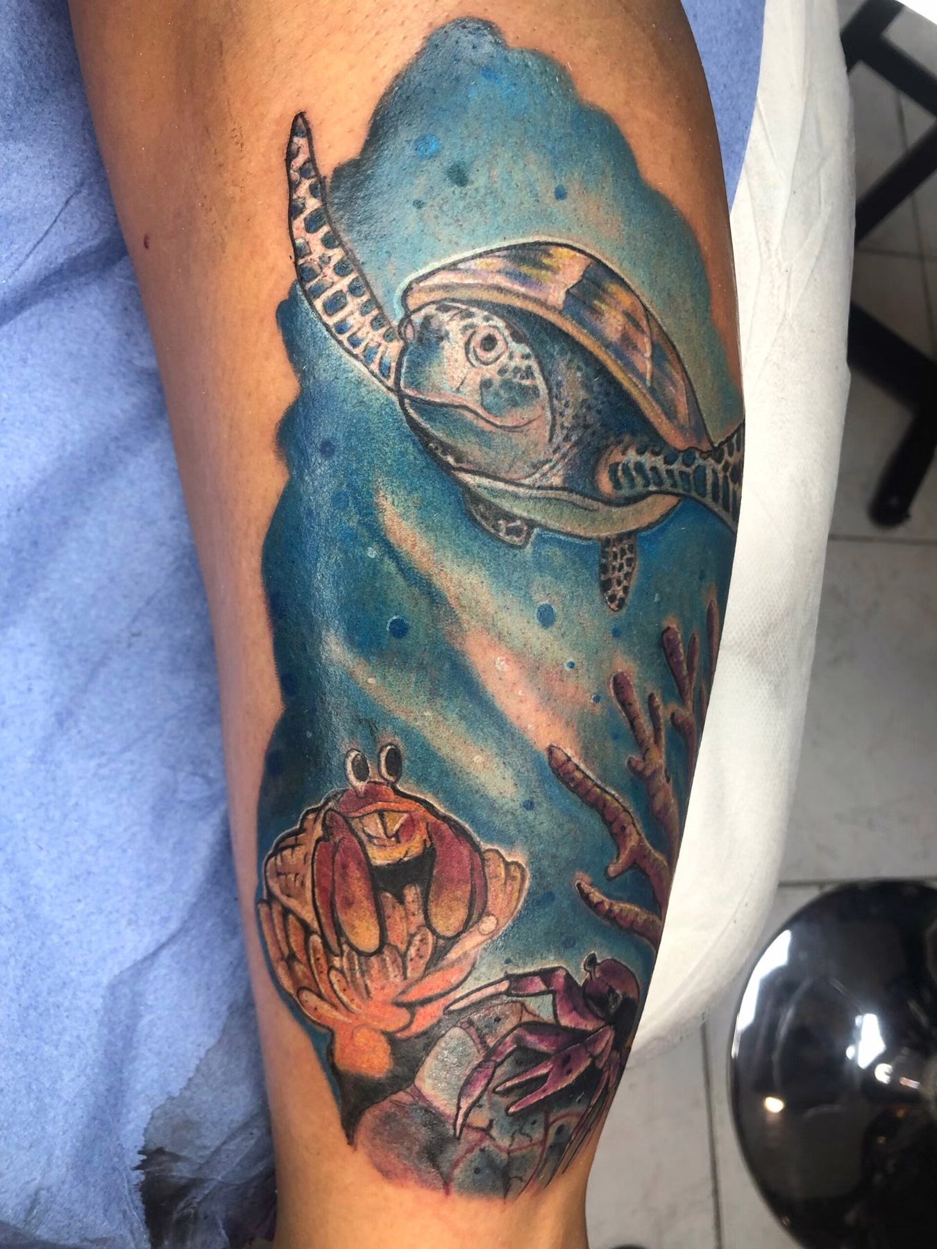 Tatouage couleur tortue marine